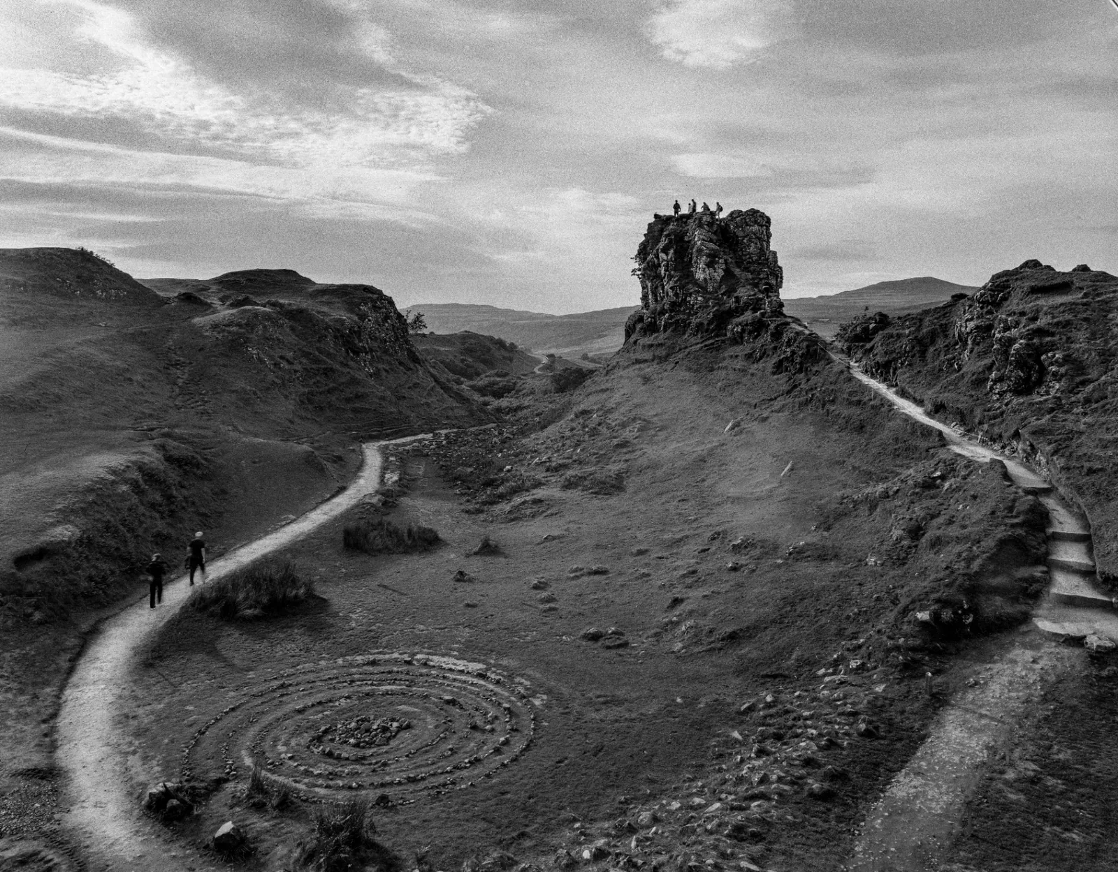 Mountain valley with a winding trail